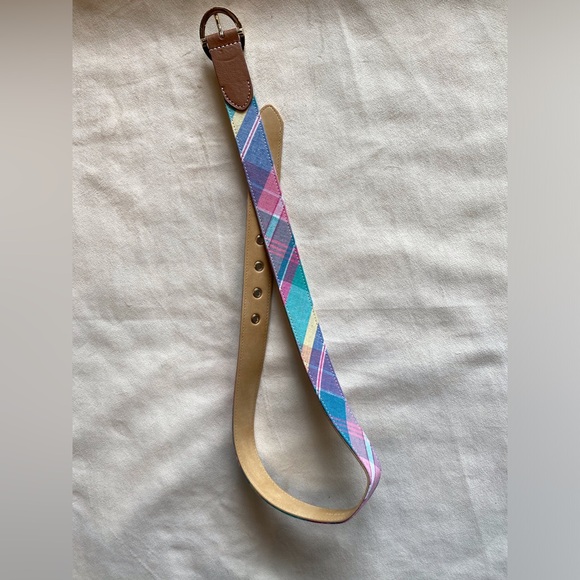 NWT Talbots Multicolor Pastel Plaid Belt with Gold Hardware - Picture 2 of 5